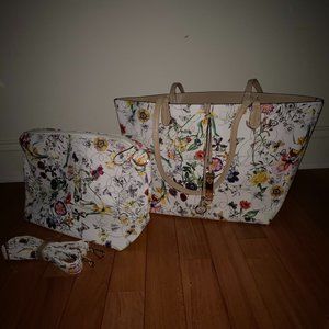 Floral Tote Bag w/ Matching Shoulder Floral Bag